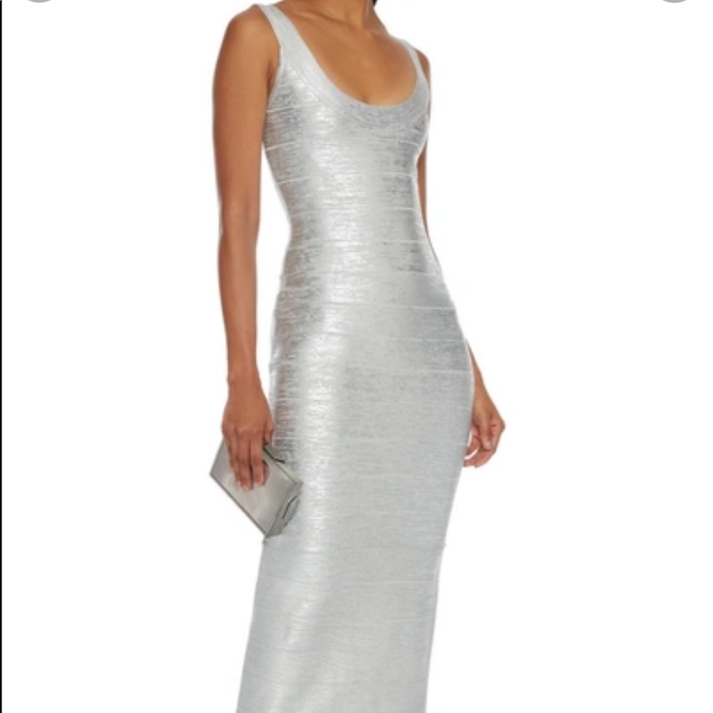 Herve Leger Silver Bandage Dress